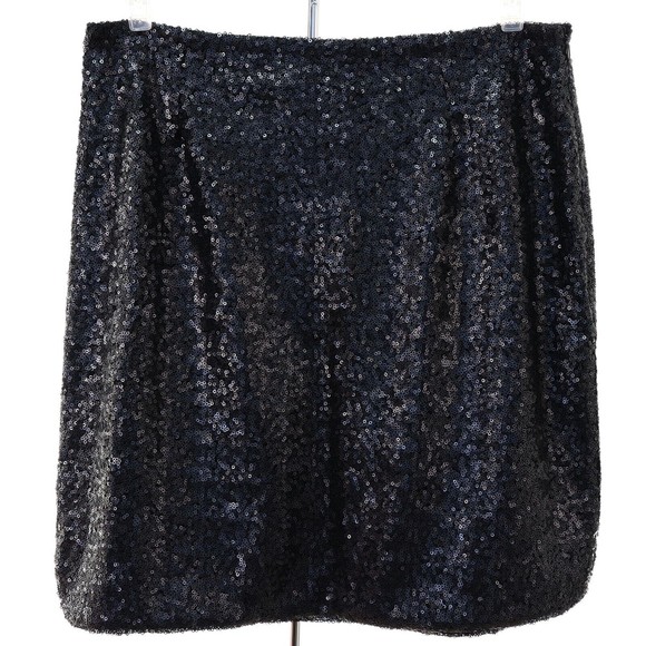 Halogen Dresses & Skirts - Halogen Women's Black Sequined Party Skirt size 6 Above Knee Side Zip Lined EUC